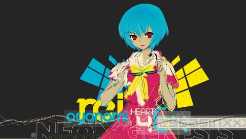 Neon genesis evangelion, ayanami rei, девушка, синие волосы, очки, силуэт