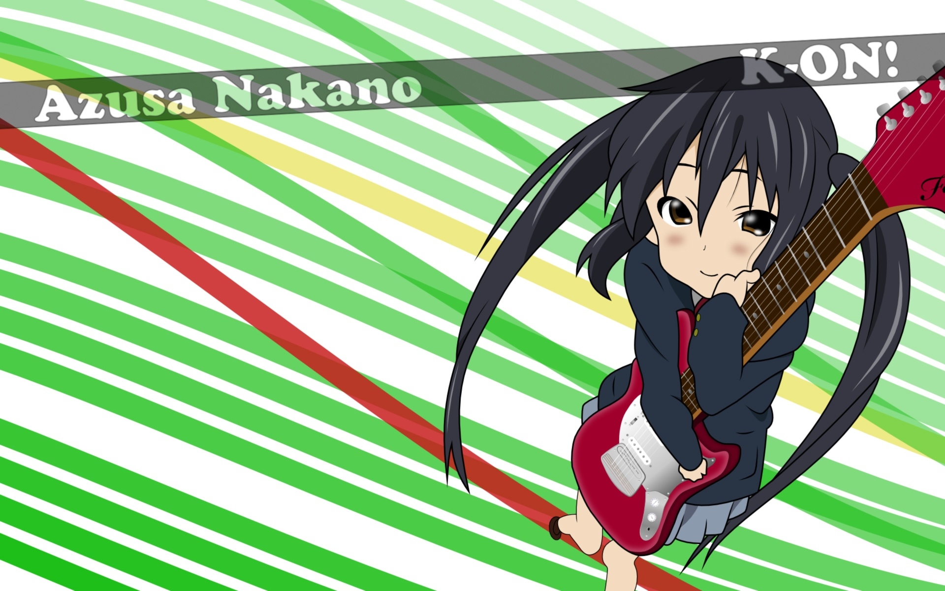 Картинки K-on, nakano azusa, девушка, брюнетка, гитара фото и обои на рабочий стол