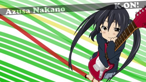 K-on, nakano azusa, девушка, брюнетка, гитара