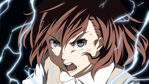 Misaka mikoto, крупный план, электричество