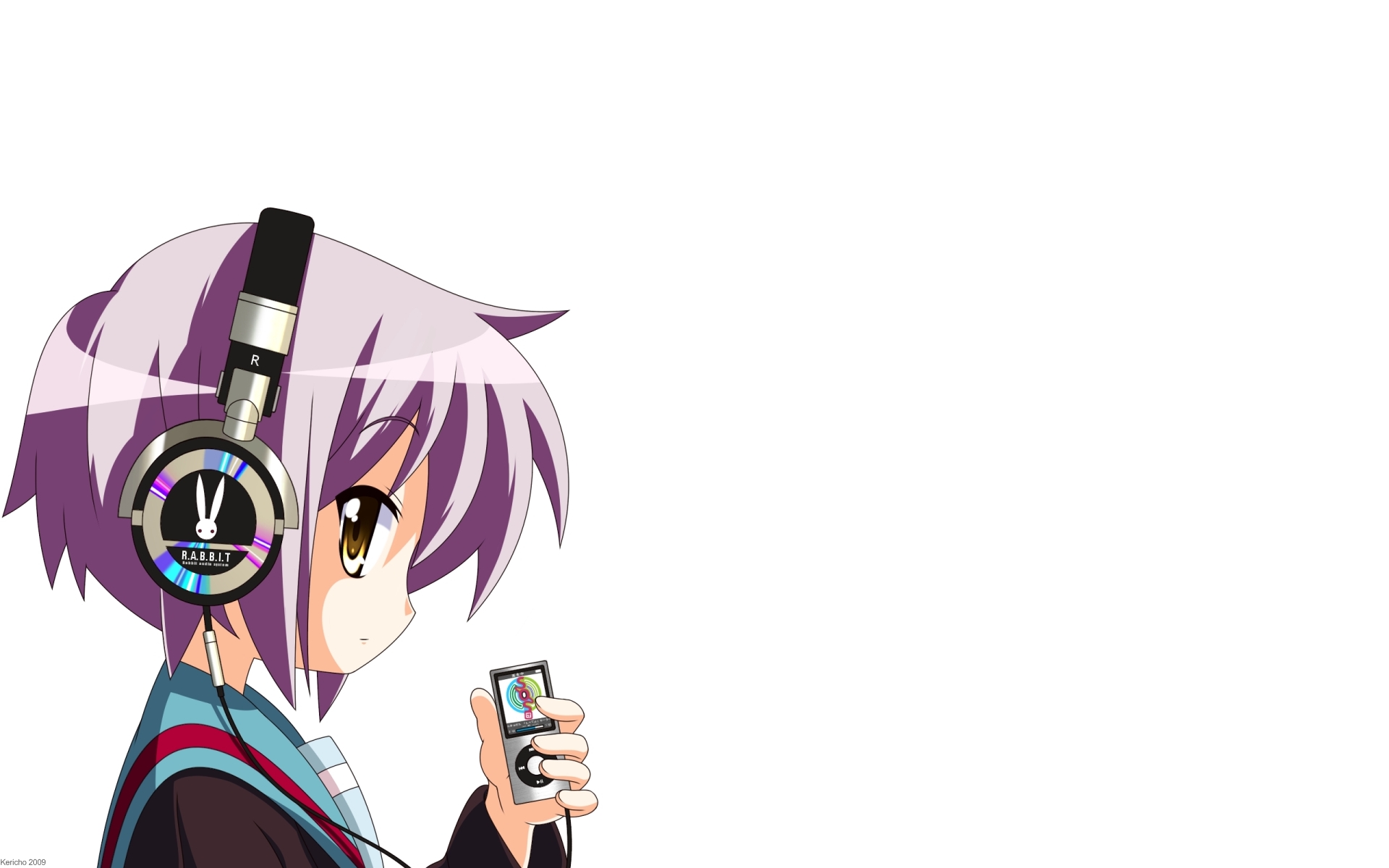 Картинки Suzumiya haruhi no yuutsu, nagato yuki, девушка, наушники, музыкальный плеер фото и обои на рабочий стол