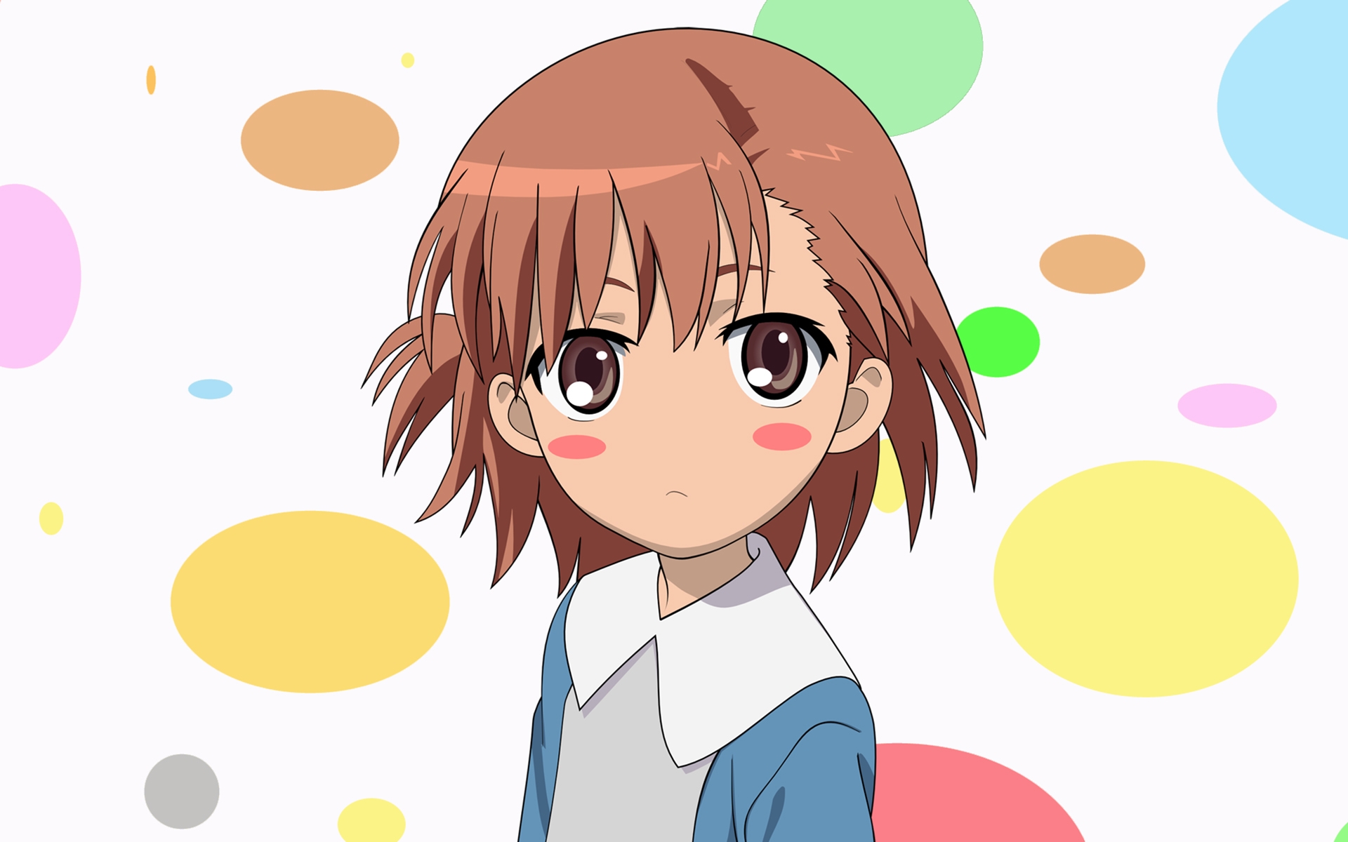 Картинки Misaka mikoto, девушка, челка, взгляд, фон фото и обои на рабочий стол