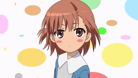 Misaka mikoto, девушка, челка, взгляд, фон