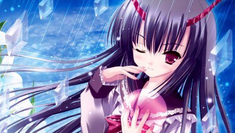 Seifuku, девушка, фиолетовые волосы, дождь