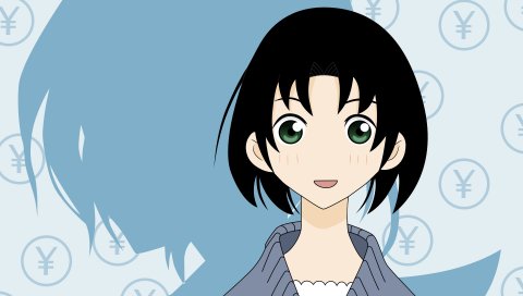 Maruuchi shouko, девушка, брюнетка, радость, теневые мужчины на теневой планете