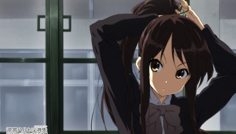 Suzumiya haruhi no yuuutsu, suzumiya haruhi, девушка, брюнетка, волосы, глаза