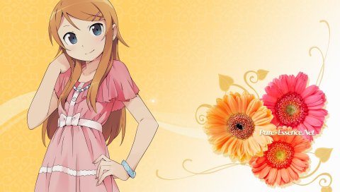 Руда нет imouto ga konnani kawaii wake ga nai, kousaka kirino, девушка, брюнетка, милый, цветы