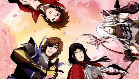 Sengoku basara, дата masamune, sanada yukimura, akechi mitsuhide, azai nagamasa, парни, небо