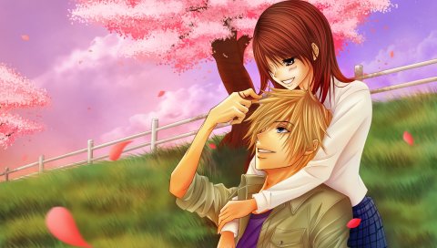 Srsn, dengeki daisy, kurosaki tasuku, kurebayashi teru, парень, девушка, нежность, улыбка