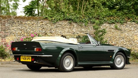 Aston martin, v8, vantage, 1984, зеленый, вид сбоку, кабриолет, авто