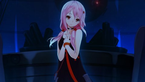 Hinasaki, виновная корона, yuzuriha inori, девушка, молодая, улыбка, поза, фон