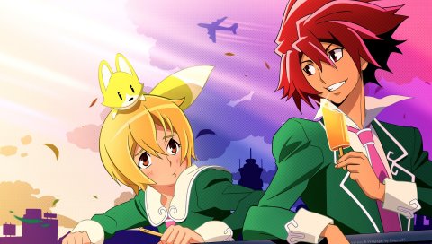 Звездный водитель, tsunashi takuto, agemaki wako, мальчик, девушка, мороженое, самолет