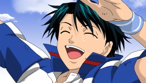 Принц тенниса, echizen ryoma, парень, радость, небо