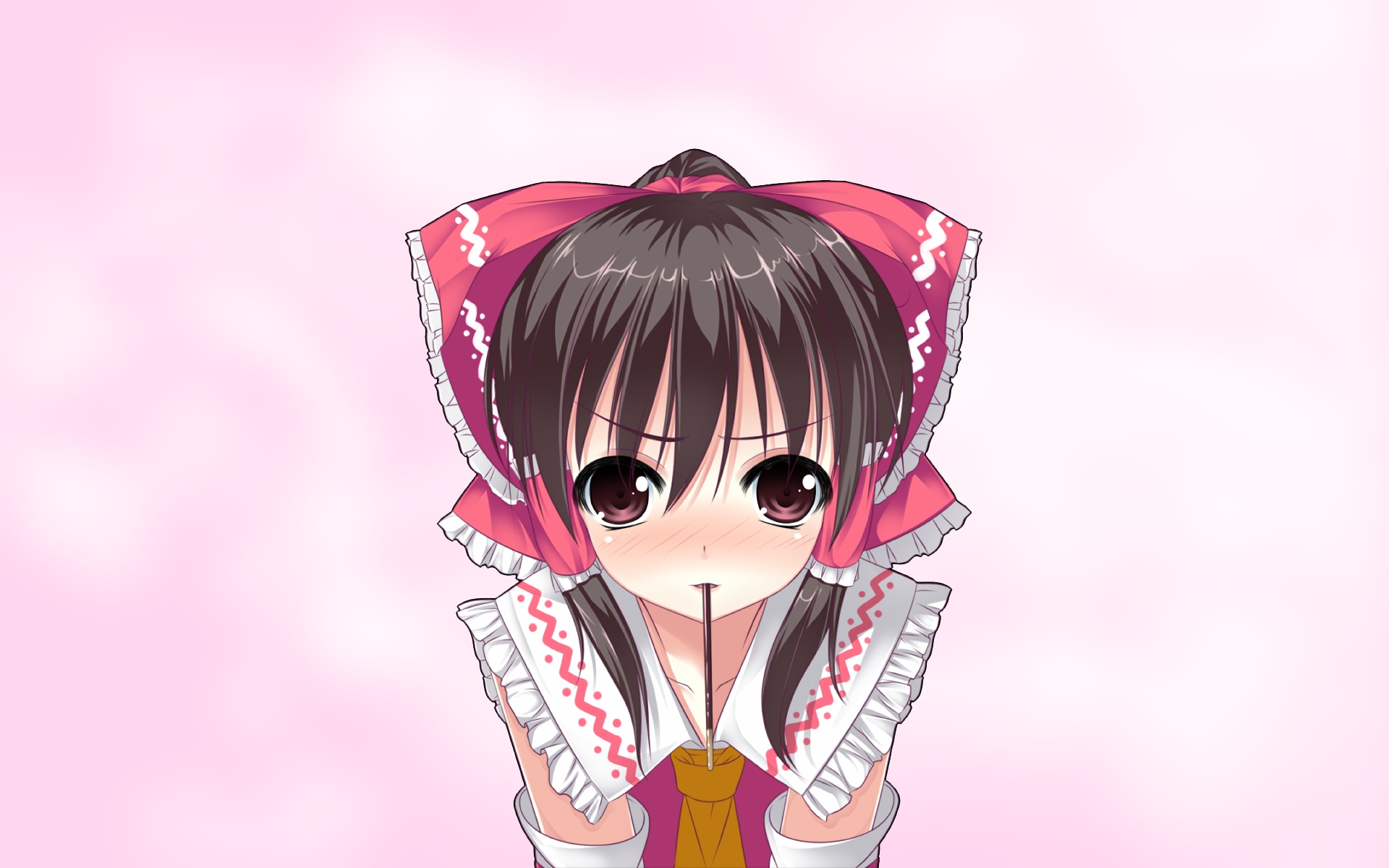 Картинки Touhou, hakurei reimu, девушка, брюнетка, челка, взгляд фото и обои на рабочий стол