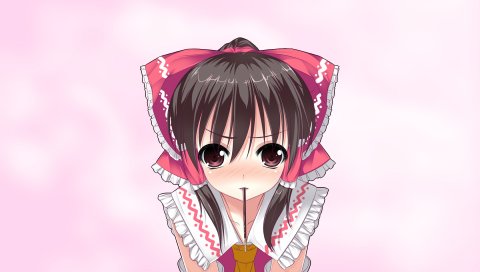 Touhou, hakurei reimu, девушка, брюнетка, челка, взгляд