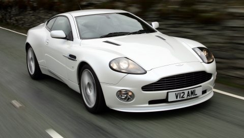 Aston martin, v12, побеждает, 2004, белый, вид спереди, автомобили, скорость
