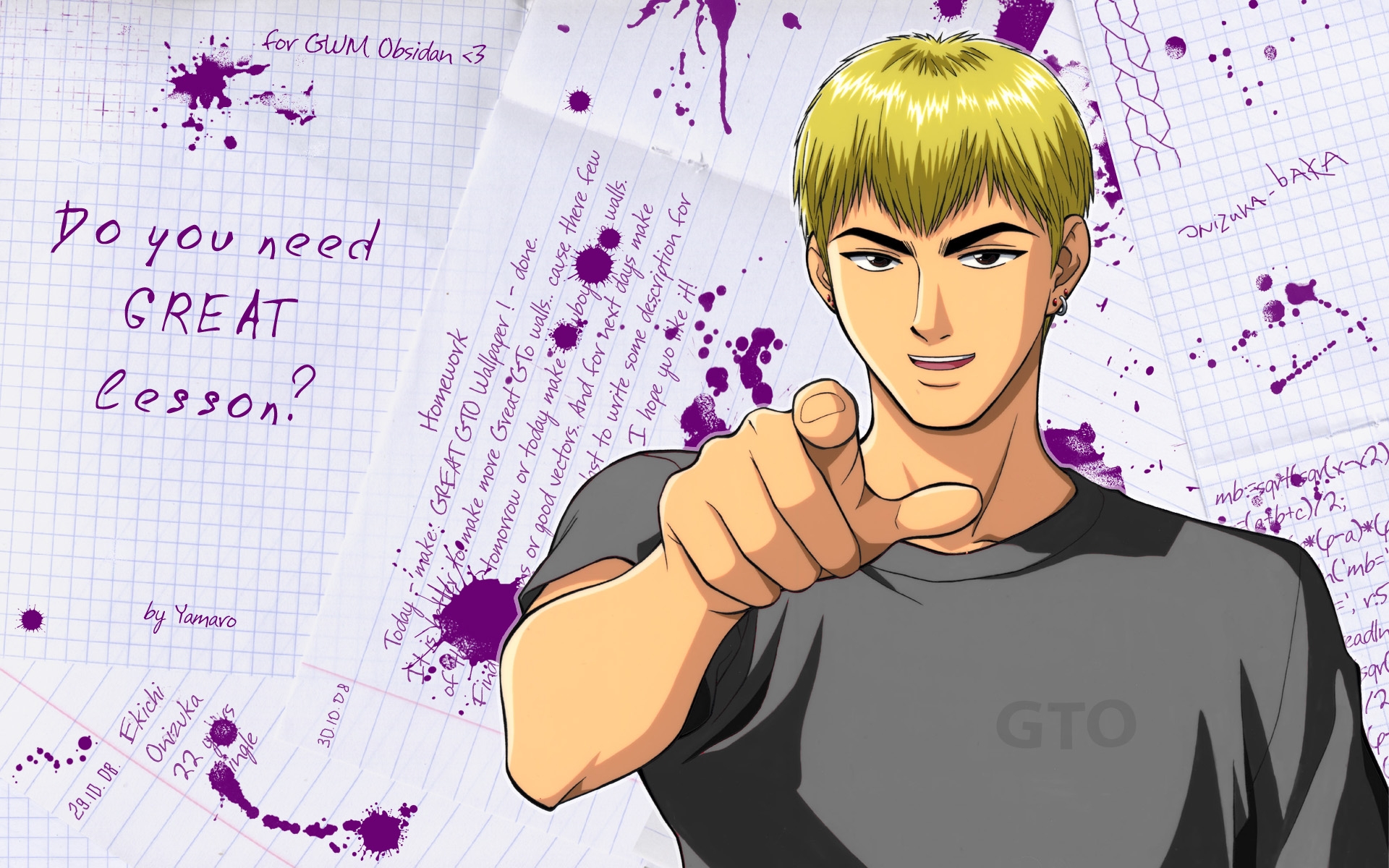 Картинки Великий учитель onizuka, eikichi onizuka, парень, блондин, палец, жест фото и обои на рабочий стол