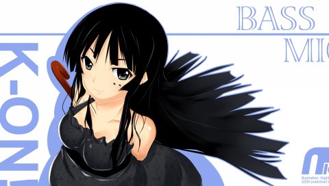 K-on, akiyama mio, девушка, брюнетка, взгляд, милый
