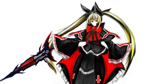 Blazblue, rachel alucard, девушка, блондин, оружие