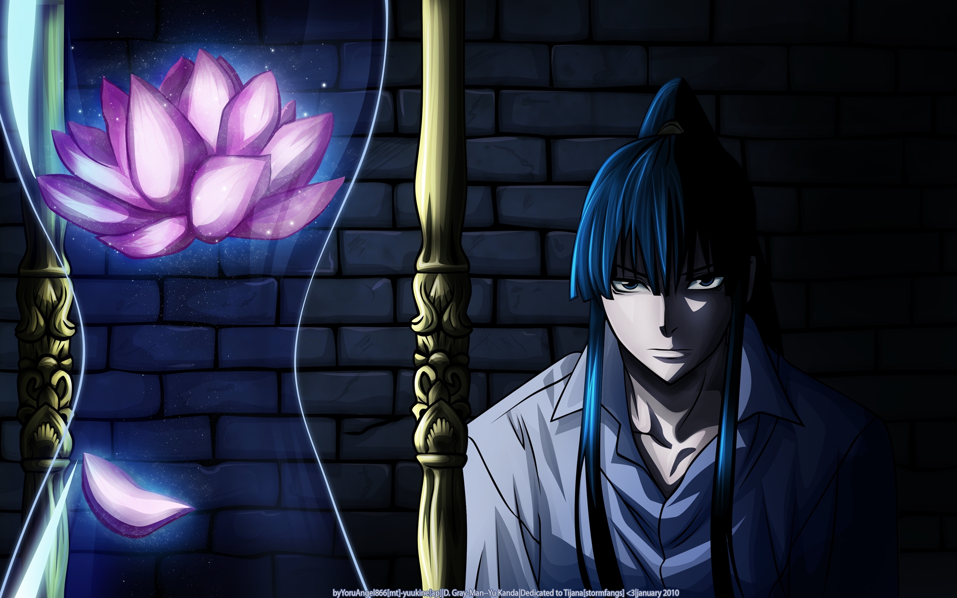 Картинки Dgray-man, kanda yuu, мальчик, брюнетка, глаза, цветок, рубашка фото и обои на рабочий стол