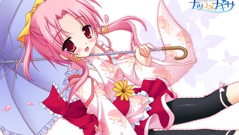 Moribe, rabumanyo, natsu yume nagisa, toono haruka, девушка, румянец, зонтик, улыбка