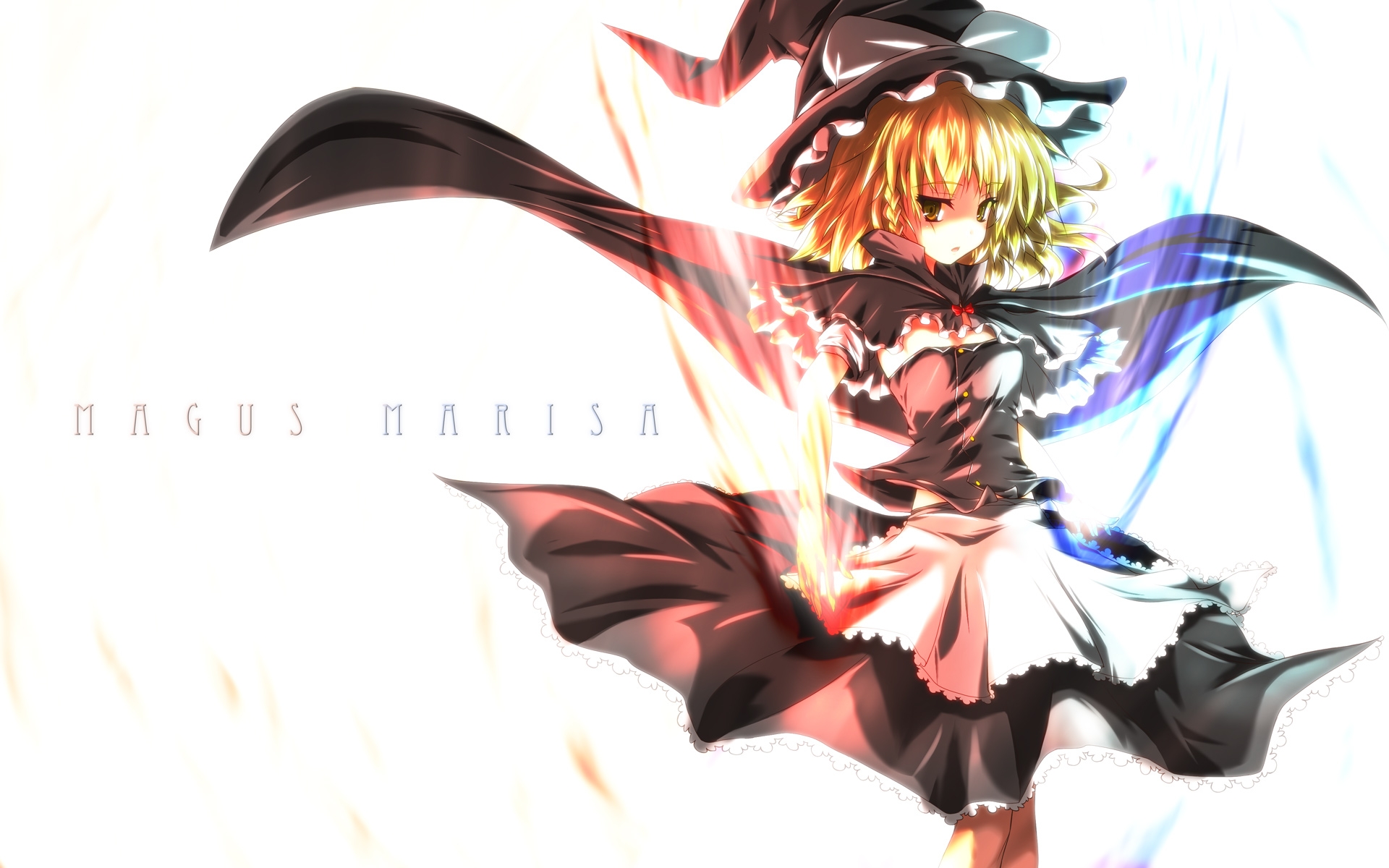 Картинки Touhou, kirisame marisa, девушка, платье, ветер фото и обои на рабочий стол