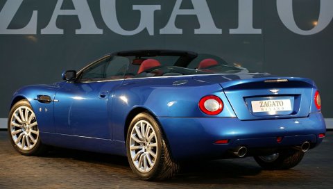 Aston martin, v12, побеждает, 2004, синий, вид сбоку, кабриолет, авто