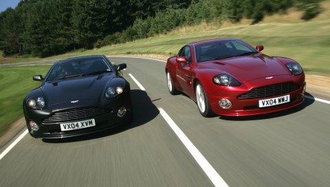 Aston martin, v12, побеждает, 2004, черный, красный, вид спереди, автомобили, скорость