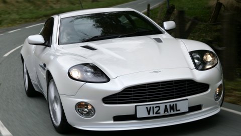 Aston martin, v12, победитель, 2004, белый, вид спереди, автомобили, природа