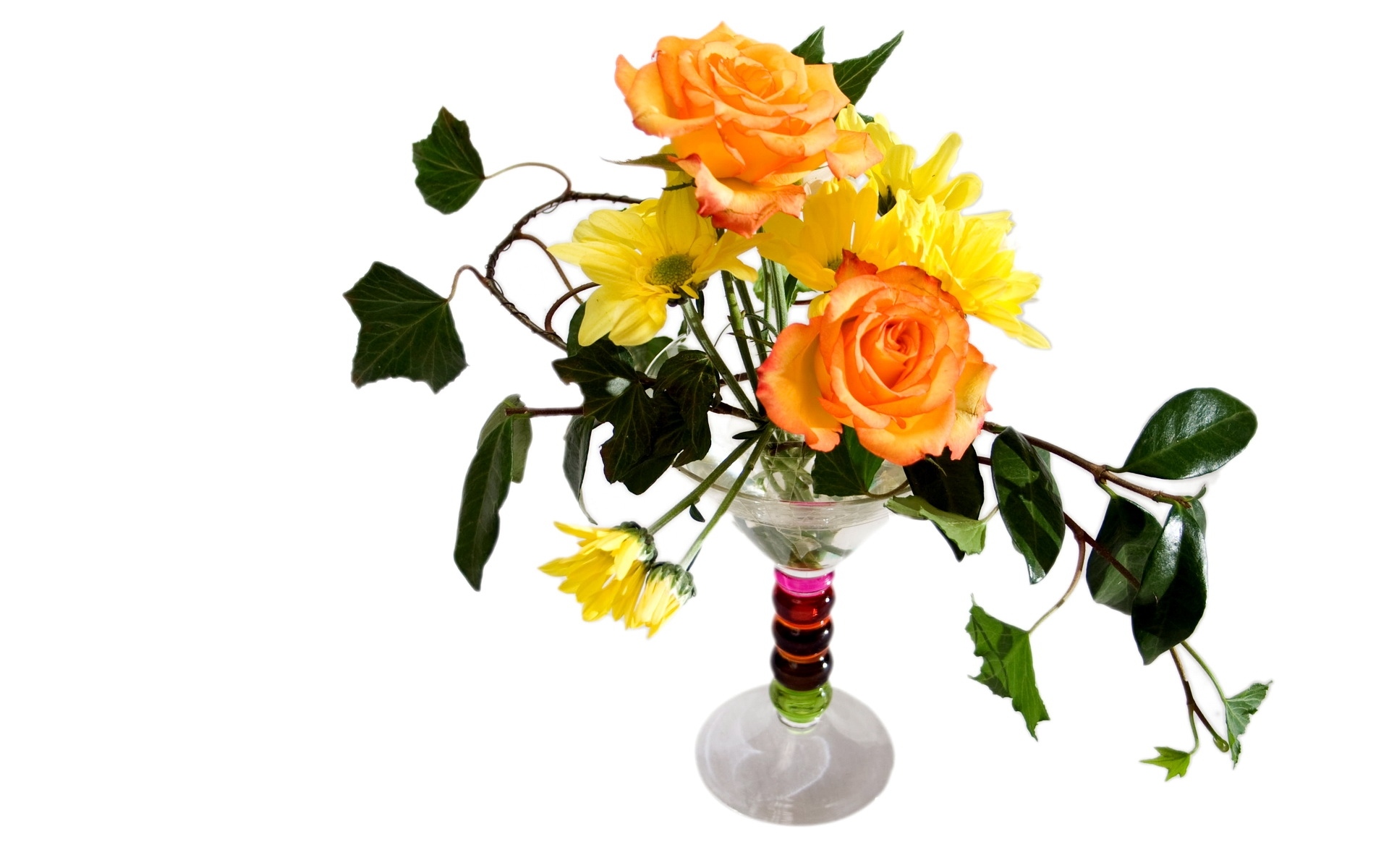 Картинки Розы, цветы, желтый, ваза, зеленый, цветок фото и обои на рабочий стол