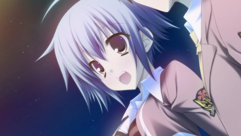 Dp minase, холст, девушка, небо, звезды, ночь