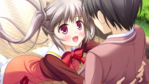 Amakusa tobari, холст, девушка, веселье, обнять
