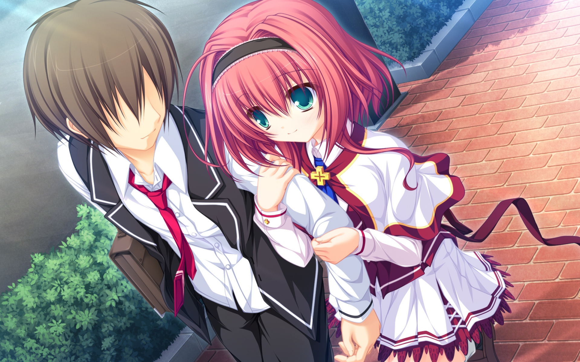 Картинки Mikagami mamizu, lunaris filia, hayama mai, девушка, парень, прогулки, дорога фото и обои на рабочий стол
