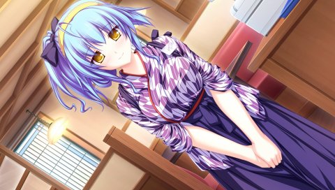 Tenmaso, maikaze no melt, hiiragi tsukino, девушка, улыбка, кимоно, осанка