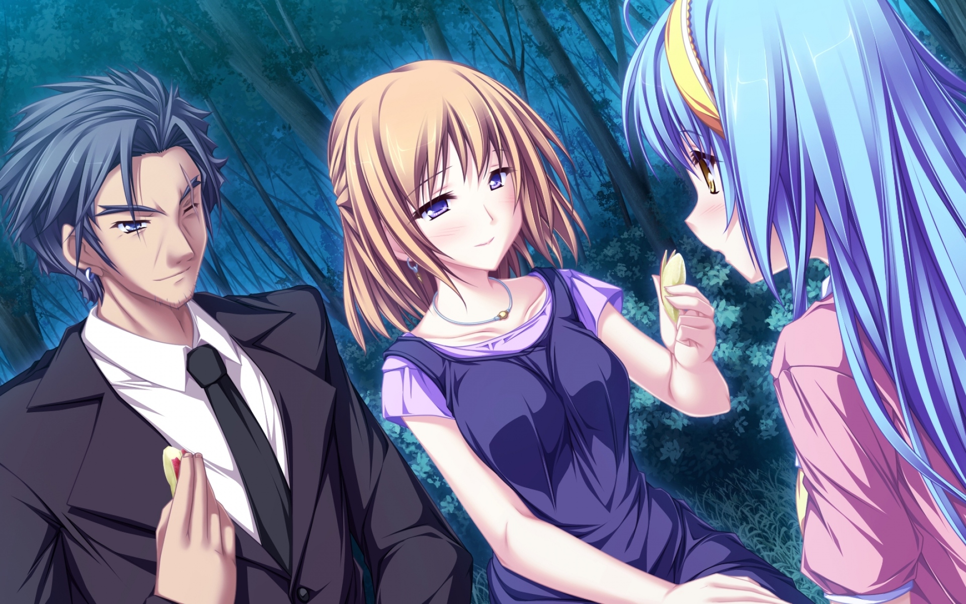 Картинки Tenmaso, maikaze no melt, hiiragi tsukino, мальчик, девушка, ходьба, вечер фото и обои на рабочий стол