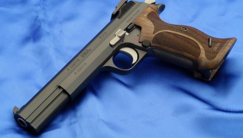 Sig p210, пистолет, пистолет, синий фон