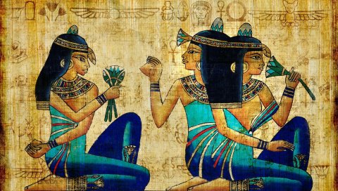 Брюнетка, девушка, древняя, египет, рисунок