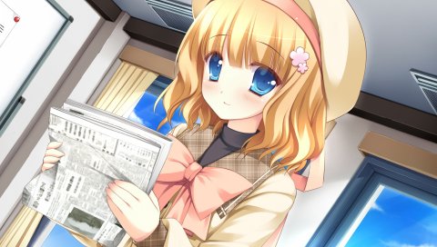 Гипер высокоскоростной гений, hazuki suina, девушка, блондин, берут, газета