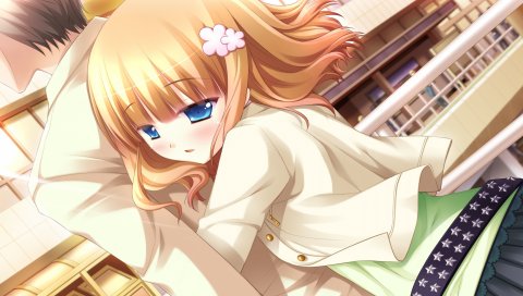 Сверхвысокий гений, hazuki suina, девушка, блондин, hug, sadness