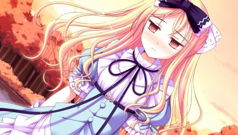 Shukufuku no campanella, avril, девушка, светлые леса, осень, платье