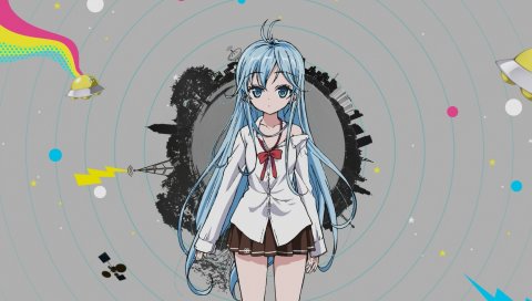 Denpa onna to seishun otoko, touwa erio, девушка, юбка, взгляд, фон