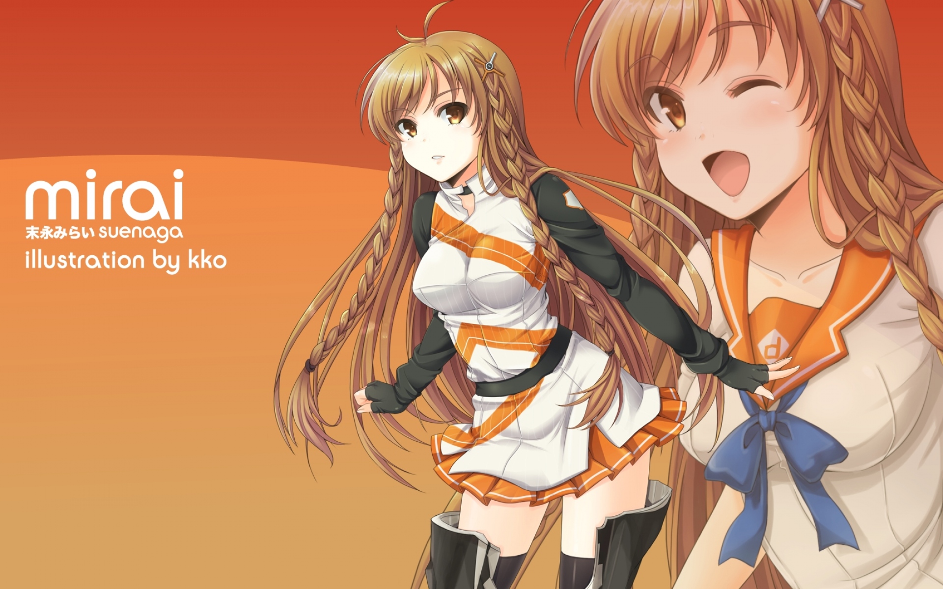 Картинки Dmyo, mirai millenium, suenaga mirai, девушка, брюнетка, кос, поза фото и обои на рабочий стол