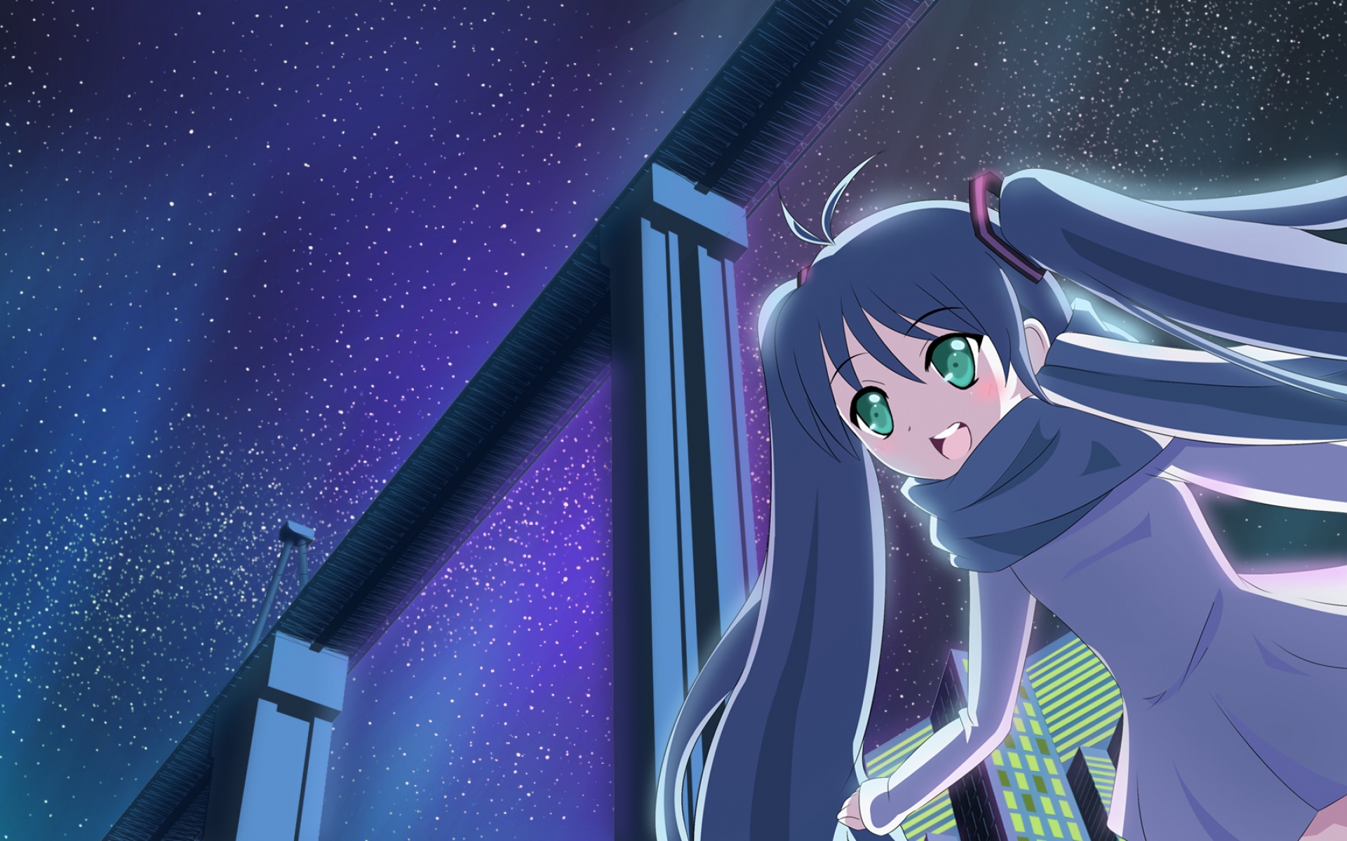 Картинки Вокалоид, hatsune miku, девушка, эмоции, ночь, звезда фото и обои на рабочий стол