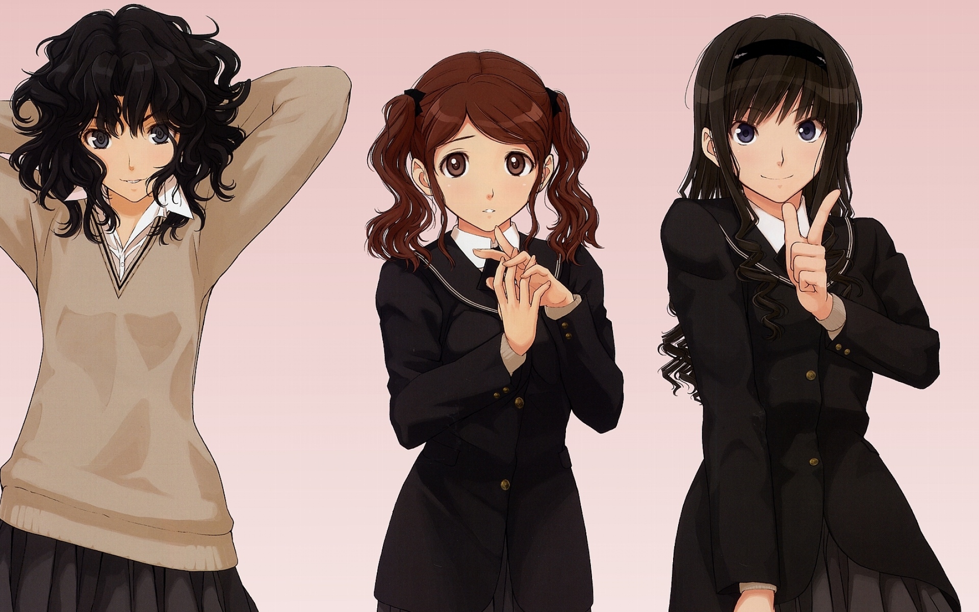 Картинки Amagami, девушка, милый, поза, жест, фон фото и обои на рабочий стол