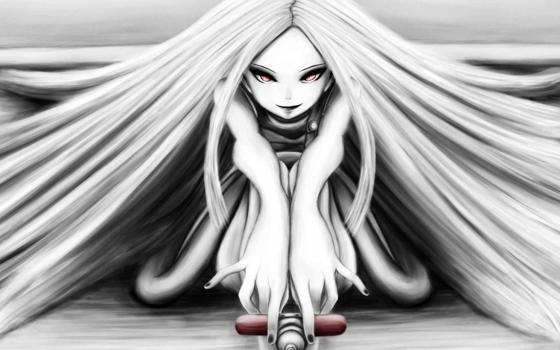 Картинки Luches, eureka seven, анемон, девушка, руки, меч, улыбка фото и обои на рабочий стол