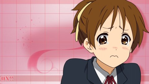 K-on, hirasawa yui, девушка, брюнетка, слезы, плач
