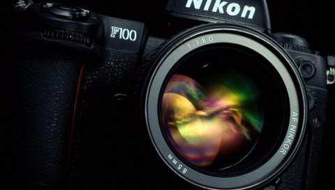Nikon, камера, черный, отражение