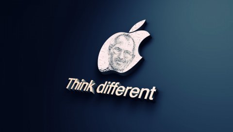 Apple, steve jobs, синий, белый