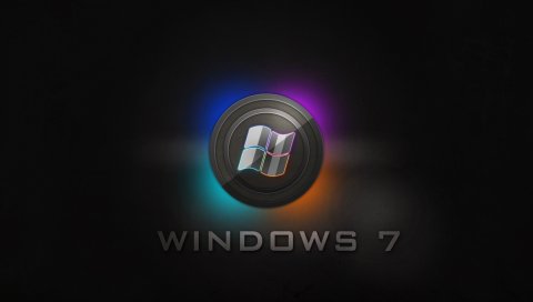Окна 7, логотип, синий, оранжевый, сталь