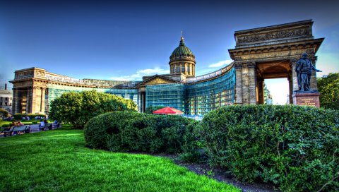 Архитектура, казан, петербург, собор, декоративный, сад, hdr